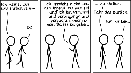 Deutsche Übersetzung des xkcd-Strips "Ehrlich"