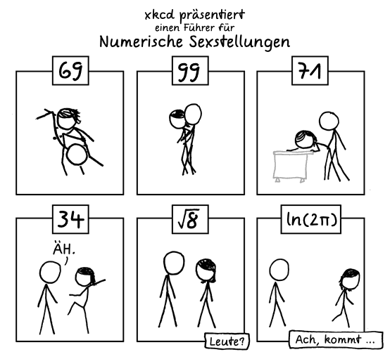 Deutsche Übersetzung des xkcd-Strips "Numerische Sexstellungen"