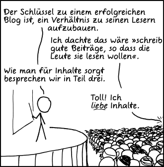 Deutsche Übersetzung des xkcd-Strips "Bloggen"