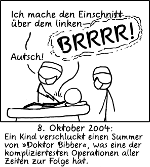 Deutsche Übersetzung des xkcd-Strips "Einschnitt"