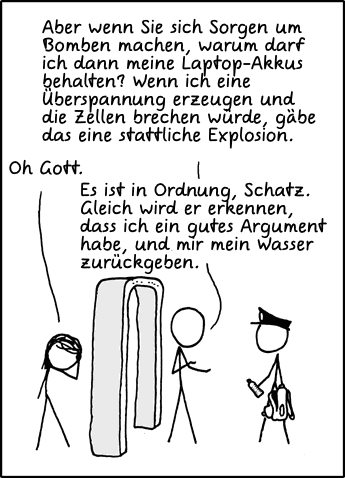 Deutsche Übersetzung des xkcd-Strips "Gepäckkontrolle"