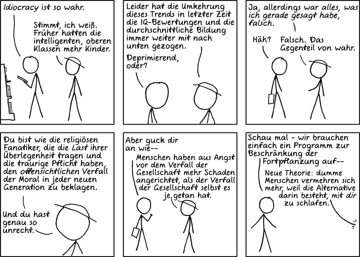 Deutsche Übersetzung des xkcd-Strips "Idiocracy"