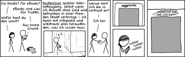 Deutsche Übersetzung des xkcd-Strips "Kindle"