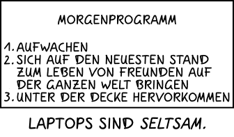 Deutsche Übersetzung des xkcd-Strips "Morgenprogramm"