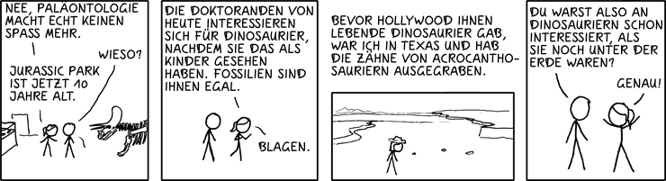 Deutsche Übersetzung des xkcd-Strips "Paläontologie"