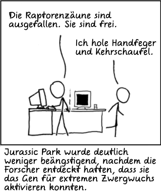 Deutsche Übersetzung des xkcd-Strips "Raptorenzäune"