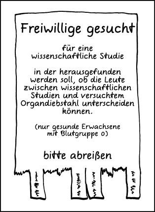 Deutsche Übersetzung des xkcd-Strips "Studie"