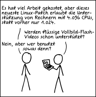 Deutsche Übersetzung des xkcd-Strips "Unterstützte Features"