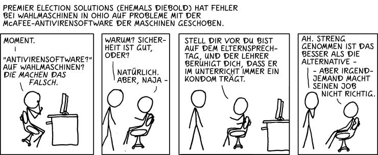 Deutsche Übersetzung des xkcd-Strips "Wahlmaschinen"