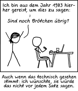 Deutsche Übersetzung des xkcd-Strips "Zeitreise"